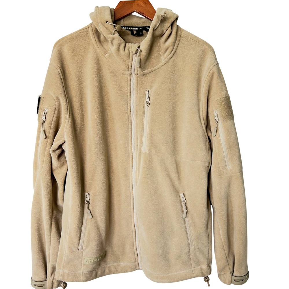 Baerskin Tactical Supply Co Men Size L Fleece Hoodie Jacket Tan Coyote Brown